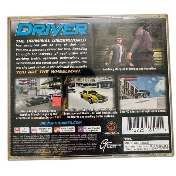 Driver PS1 PlayStation 1: You Are the Wheelman - Picture 2 of 4